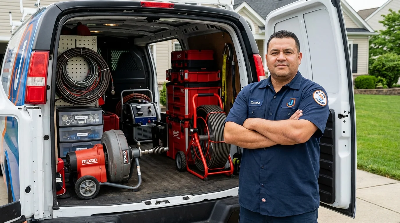 Professional drain cleaning equipment and Johns Plumbing LLC plumber in Andrews