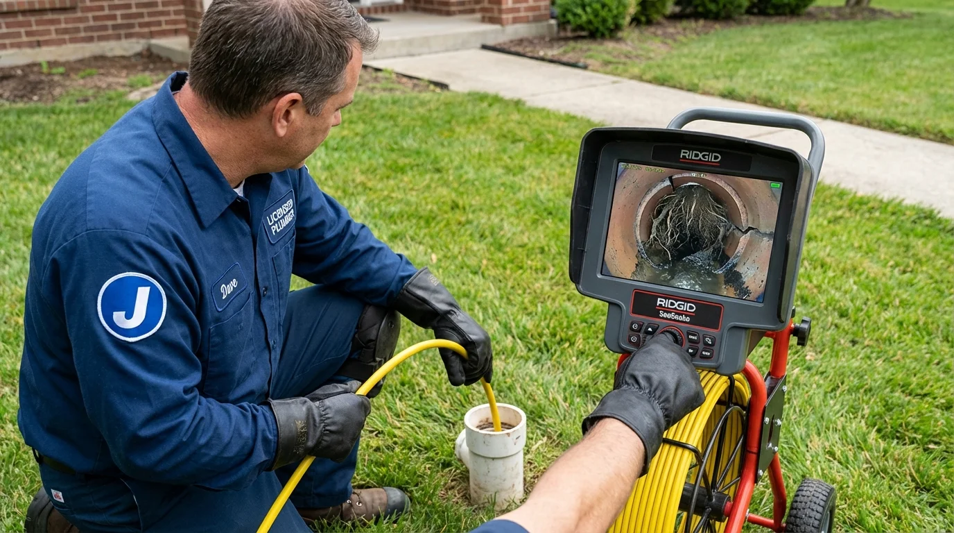 Sewer camera inspection being performed by Johns Plumbing LLC in Andrews